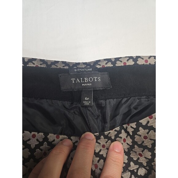 Talbots Signature Cropped Pants‎ Women's Size 6P Petite Brown Medallion Geo - Picture 3 of 9